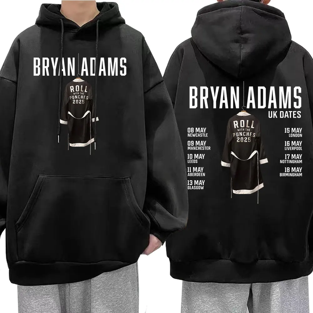 BRYAN ADAMS ROLL WITH THE PUNCHES TOUR 2025 sudaderas con capucha para hombre y mujer, ropa de moda, sudaderas de Hip Hop, jerséis de gran tamaño con capucha