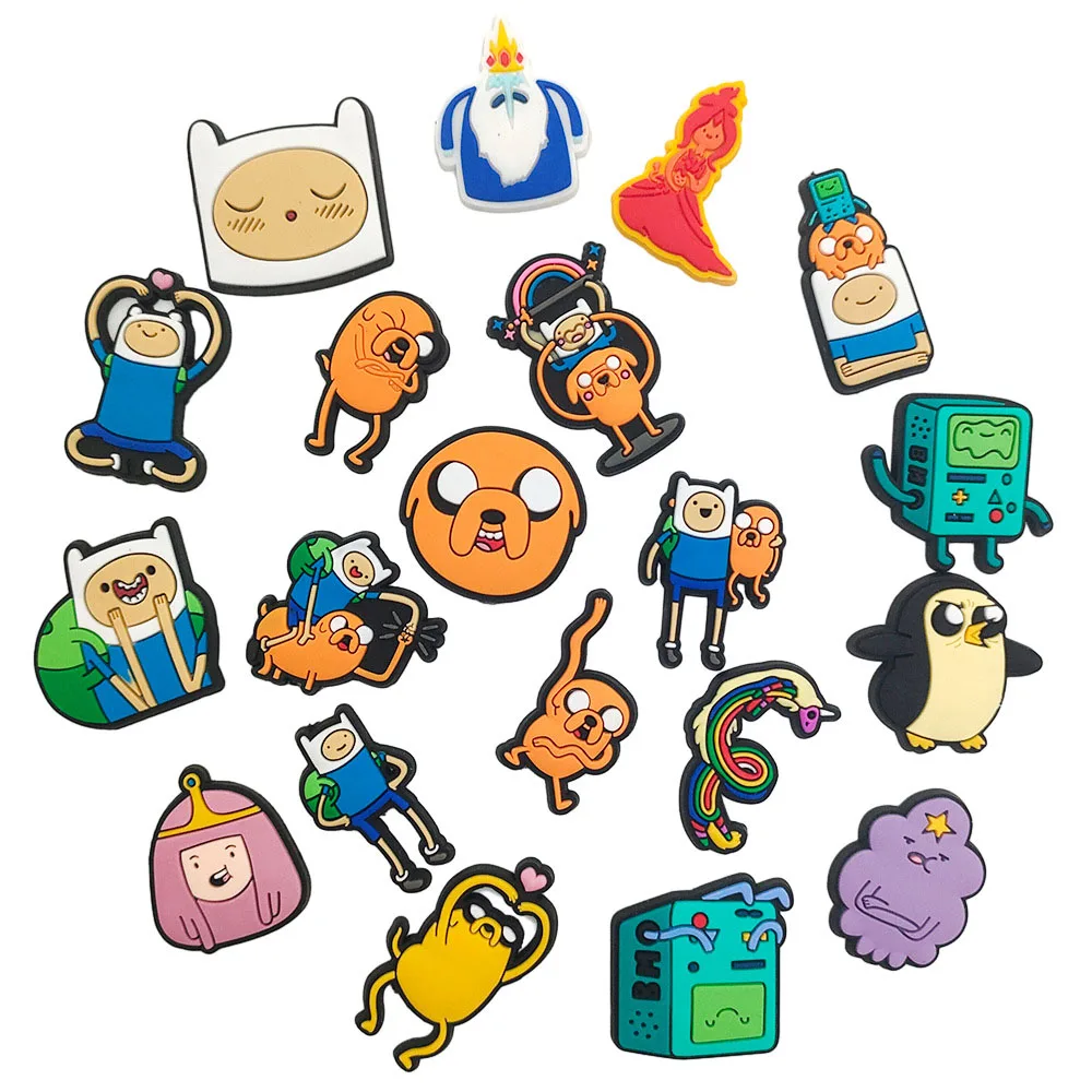 Single sale 1pcs Cute Adventure Time series shoe Charms Shoe Accessories Decorations Fit Wristband Party Present