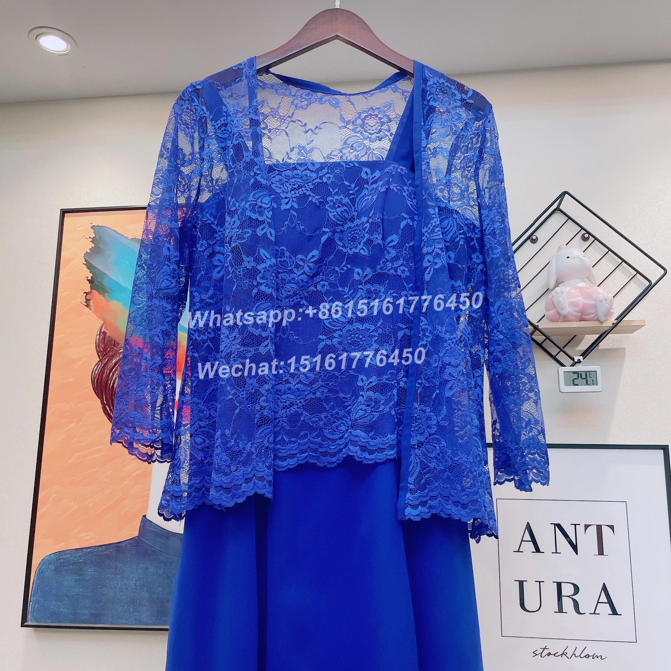 Mother of the Bride Dresses With Jacket Ankle Length Lace Chiffon Wedding Guest Dress Evening Gown Customized image 4