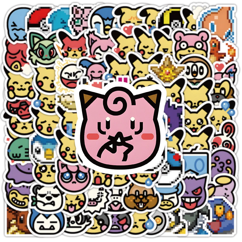 10/30/50/100pcs Cute Pokemon Anime Avatar Stickers Kawaii Pikachu Cartoon Kid Sticker Toy Luggage Stationery Phone Decals Decor