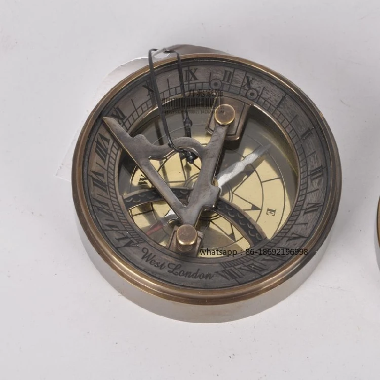 India Imported Vintage Nostalgic Brass Sundial Compass Outdoor Plus Camping Leby Pirates Gift Ornament