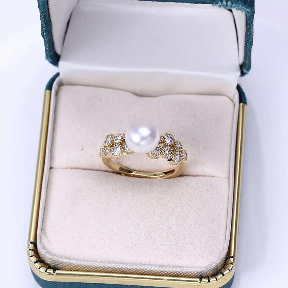 

5pcs Adjustable Gold Plated Pearl Ring Settings Findings & Accessories-for Jewelry Making Bulk Wholesale Craft Supplies 8-9mm