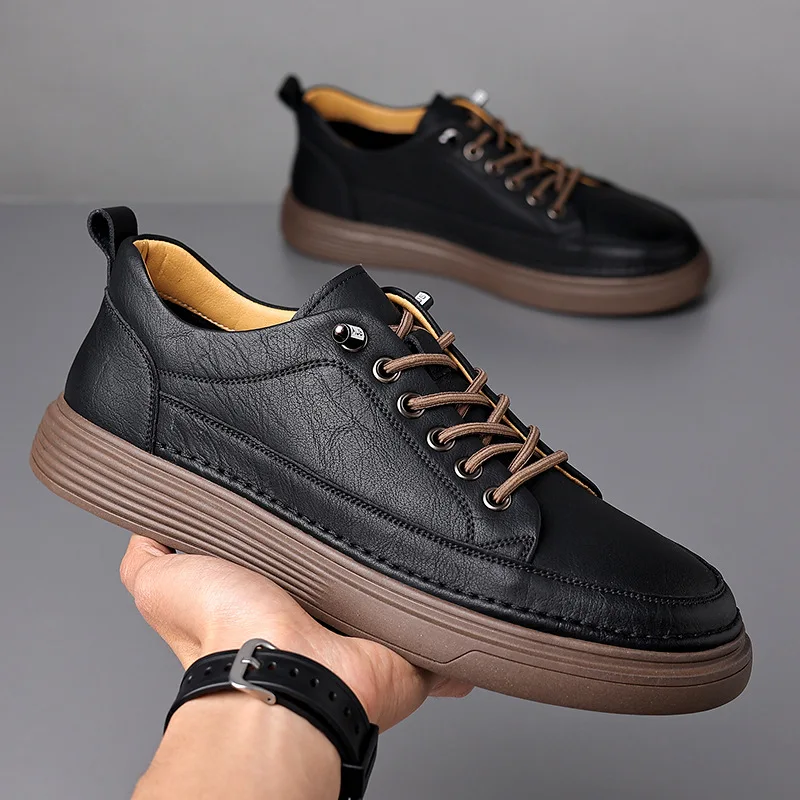 

Genuine Leather Casual Shoes 2026 Men Shoes Design Sneakers Male Comfortable Cow Leather All-match Comfortable Skate Shoes Man