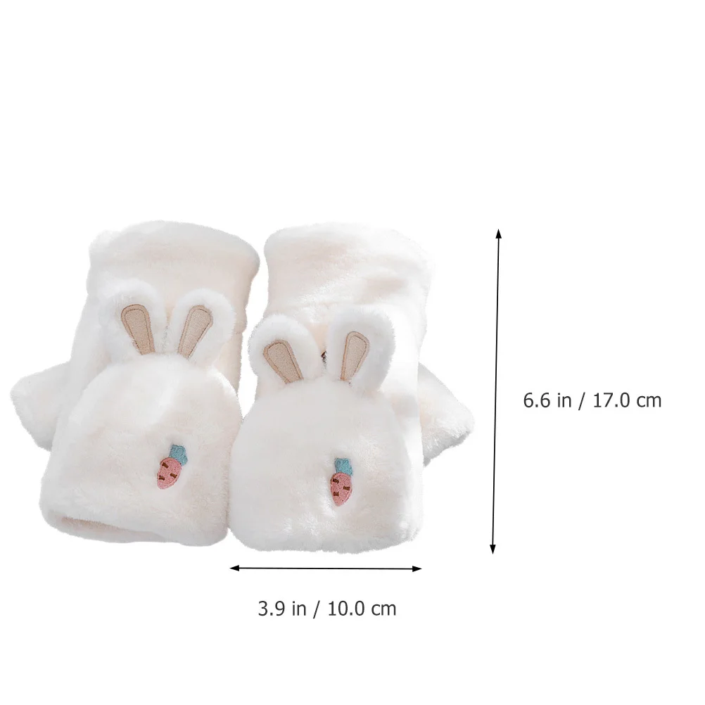 1 زوج دافئ أرنب الأذن أصابع أقل قفازات الشتاء حماة اليد يندبروف لطيف الكرتون قفازات للنساء ركوب الدراجات