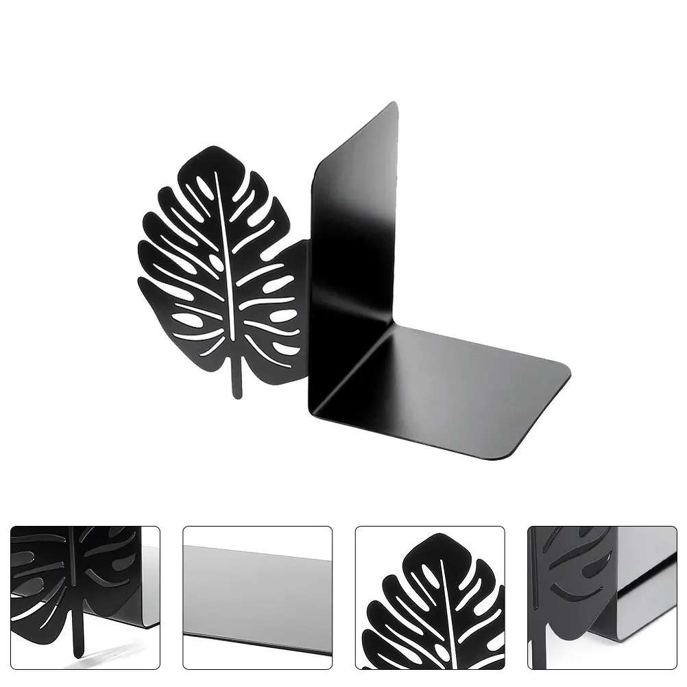 

1Pcs Metal Bookend Banana Tree Design Black Book Holder for Office Study Bedroom Library Book Organizer Support