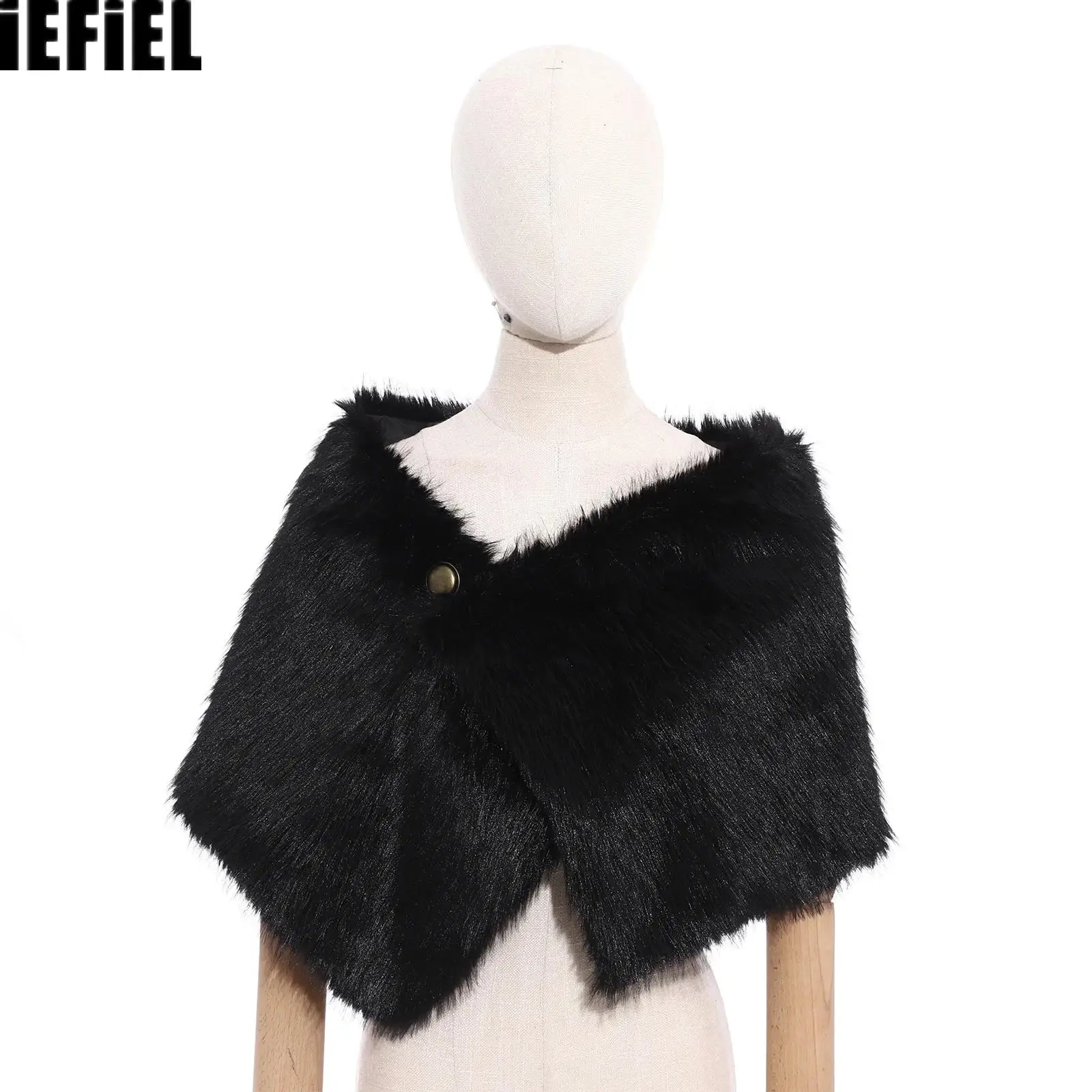 Medieval Faux Fur Cape Cosplay Costume Cape Shawl for Masquerade Ball Halloween Cosplay Accessory