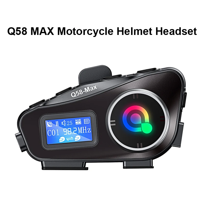 

Q58MAX мотоциклетный шлем Bluetooth-гарнитура MP3 смешивание музыки ЖК-экран FM рация гарнитура для шлема IP65 водонепроницаемая