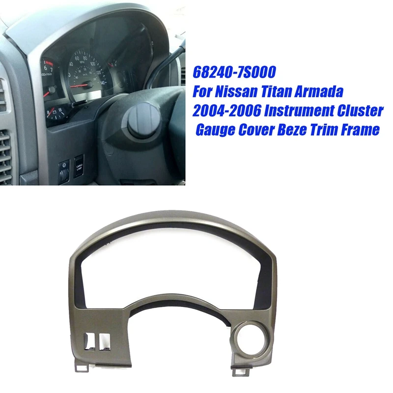 

Gray Dashboard Panel Gauge Cover Bezel 68240-7S000 For Nissan Titan Armada 2004-2006 Instrument Cluster Trim Frame Replacement