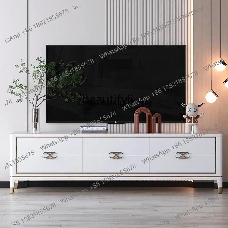 Y183FF newAmerican light luxury TV cabinet coffee table, simple modern living room background wall video, small apartment bedroo