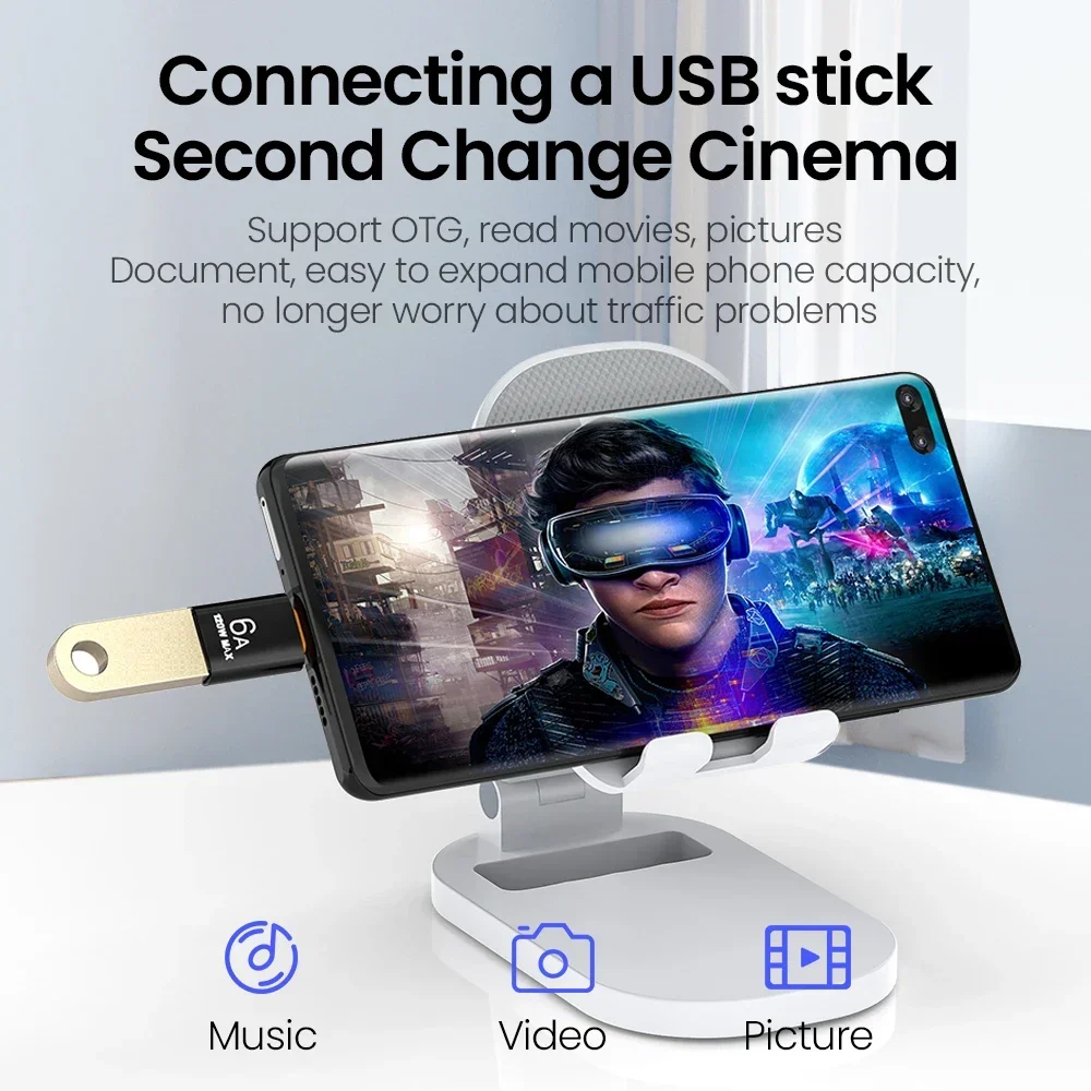 USB OTG إلى نوع C محول نقل البيانات ، 6A ، أنثى إلى USB محول الذكور ، الشحن السريع ، كمبيوتر محمول ، ماك بوك ، سامسونج