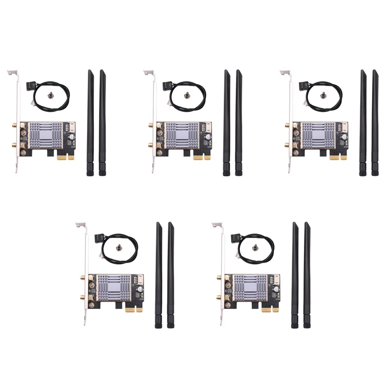 QWE-5X N1202 AR5B22 2.4G/5G Dual Band PCIE Kartu Jaringan Wi-Fi dengan Bluetooth 4.0 untuk Desktop Pcsand Server Adaptor Jaringan
