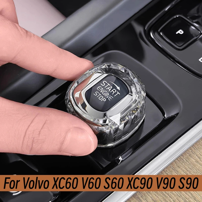 Kryształowa nakładka na pokrętło startowego przycisku do Volvo XC60 V60 S60 XC90 V90 S90 – akcesoria do modyfikacji wnętrza samochodu.