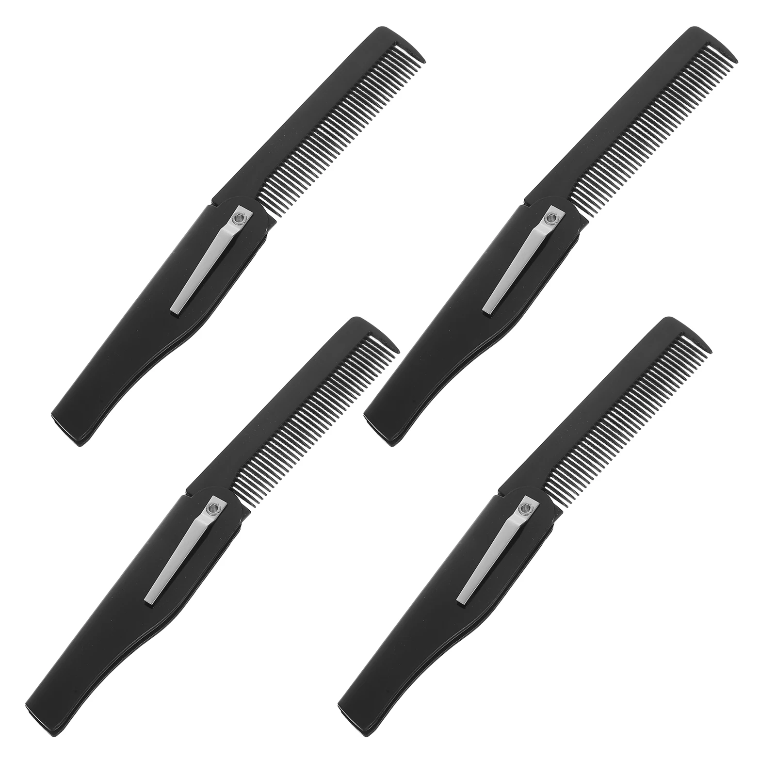 

4pcs Travel Folding Comb Compact Lightweight Portable Mini Hairbrush Durable Black Material Foldable Grooming for Travel