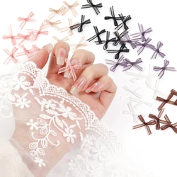 30pcs/lot Organza Mini Bows Color Cute Nail Art Lace Bowknots Charm for Craft Handwork DIY Manicure Decoration Material