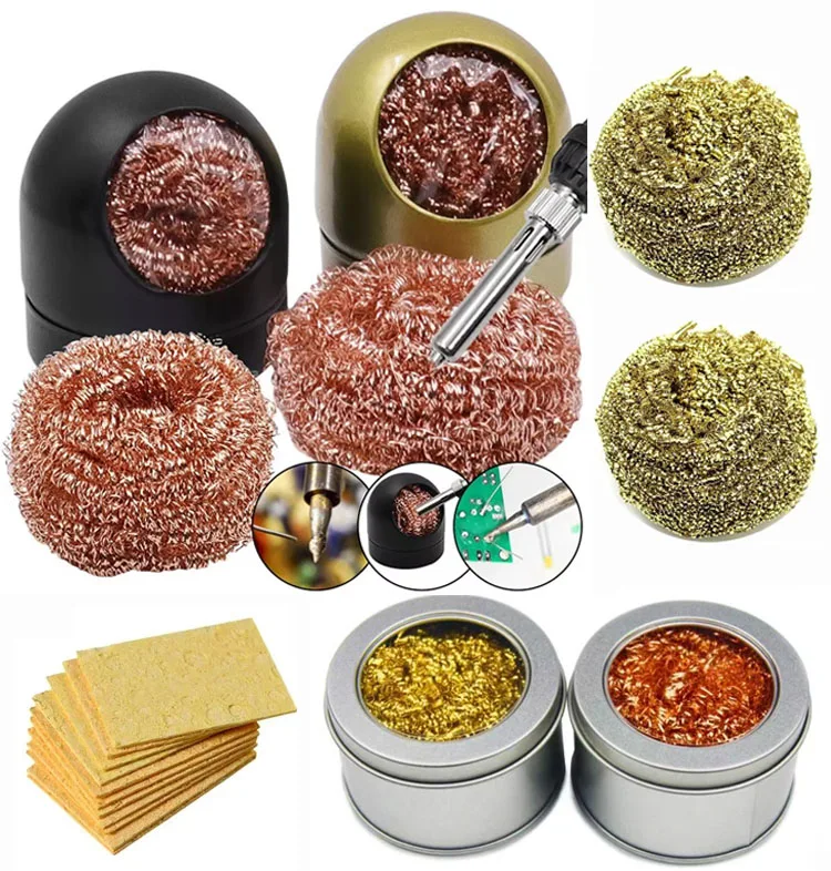 Cleaning Ball Desoldering Soldering Iron Mesh Filter Cleaning Nozzle Tip Copper Wire Cleaner Ball Metal Dross Box Clean Ball