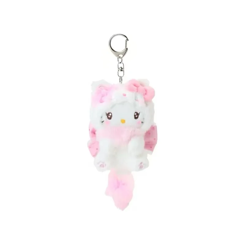 Sanrio cream cat series kitty my melody Sweet Piano plush keychain kuromi cinnamoroll fluffy tail doll pendant backpack charm view 3