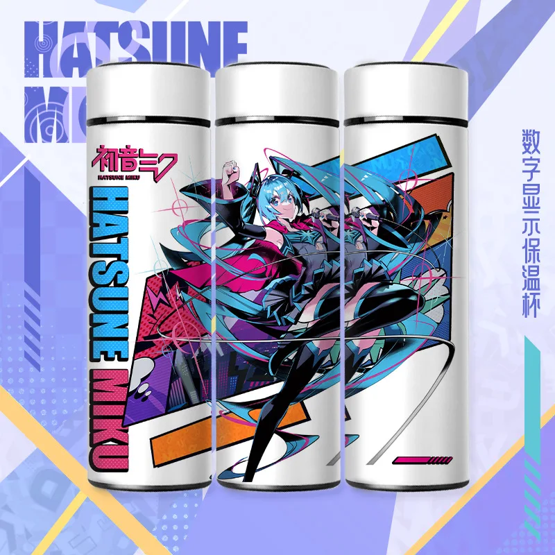 

Hot Hatsune New Miku Anime Peripheral Smart Thermos Cup Kawaii Large-capacity Stainless Steel Temperature Display Water Cup Gift