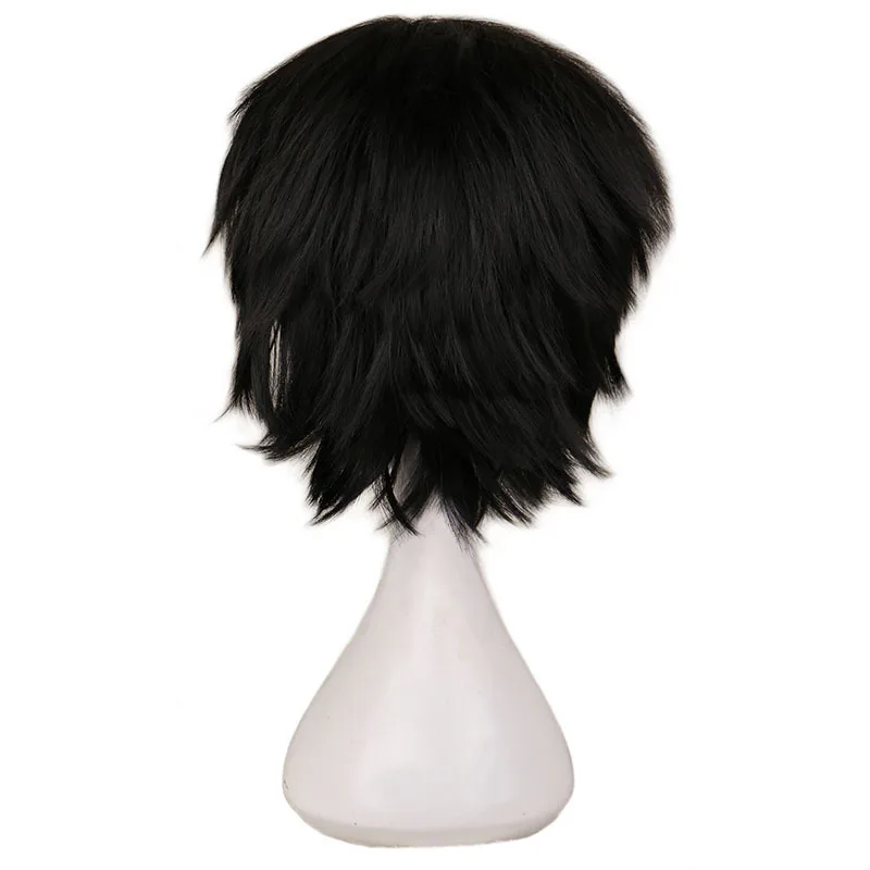 Anime L Cos Zwarte Korte Pruik Mens L.Lawliet Hittebestendig Haar Pelucas Cosplay Kostuum Haar Pruik + Pruik Cap