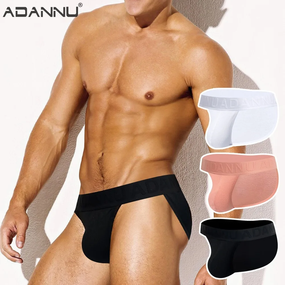 

ADANNU High Quality Cotton Underwear Men Bikini Gay Swimwear Briefs Hip Raise Male Underpants U Pouch High Fork Sexy Masculina
