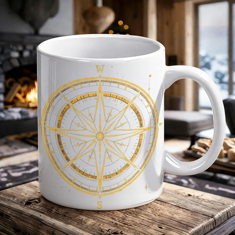 

Stellar Compass Vintage-Inspired Nautical Chart Wall Art Mug Coffee Cup Ceramic Cup with Mother's Day print