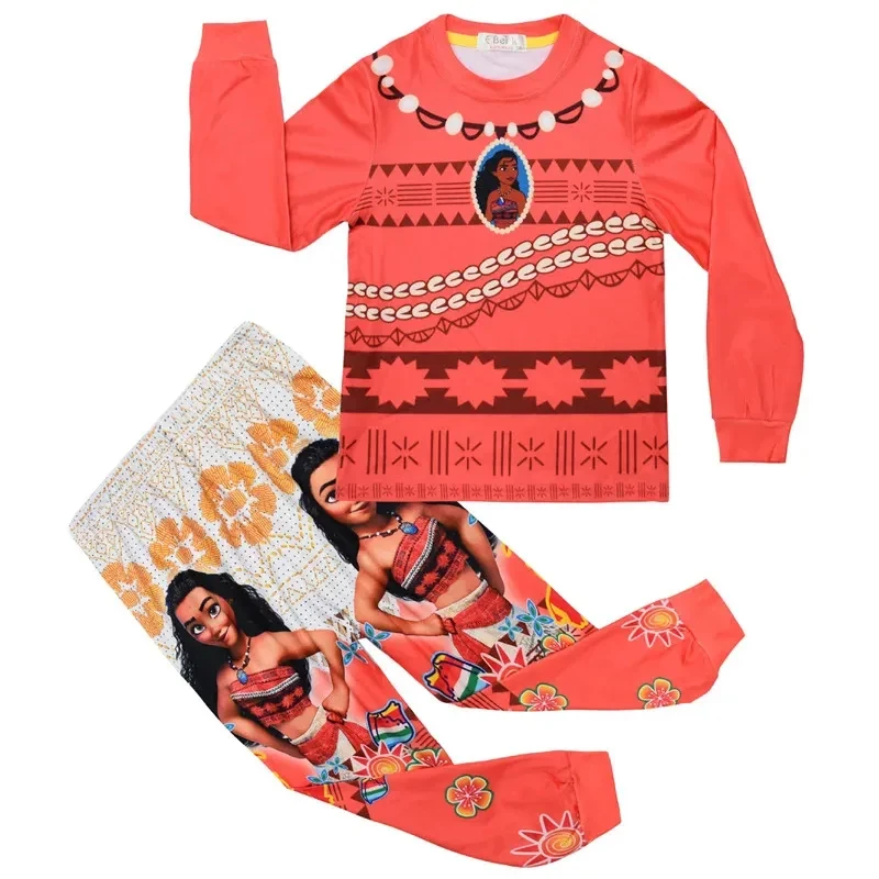 ♥AA Anime Cosplay Spring Autumn Vaiana Children's Clothing Sets Girls Sleepwear Kids Pajamas Suits Maui Costumes Baby G New 2026 view 3