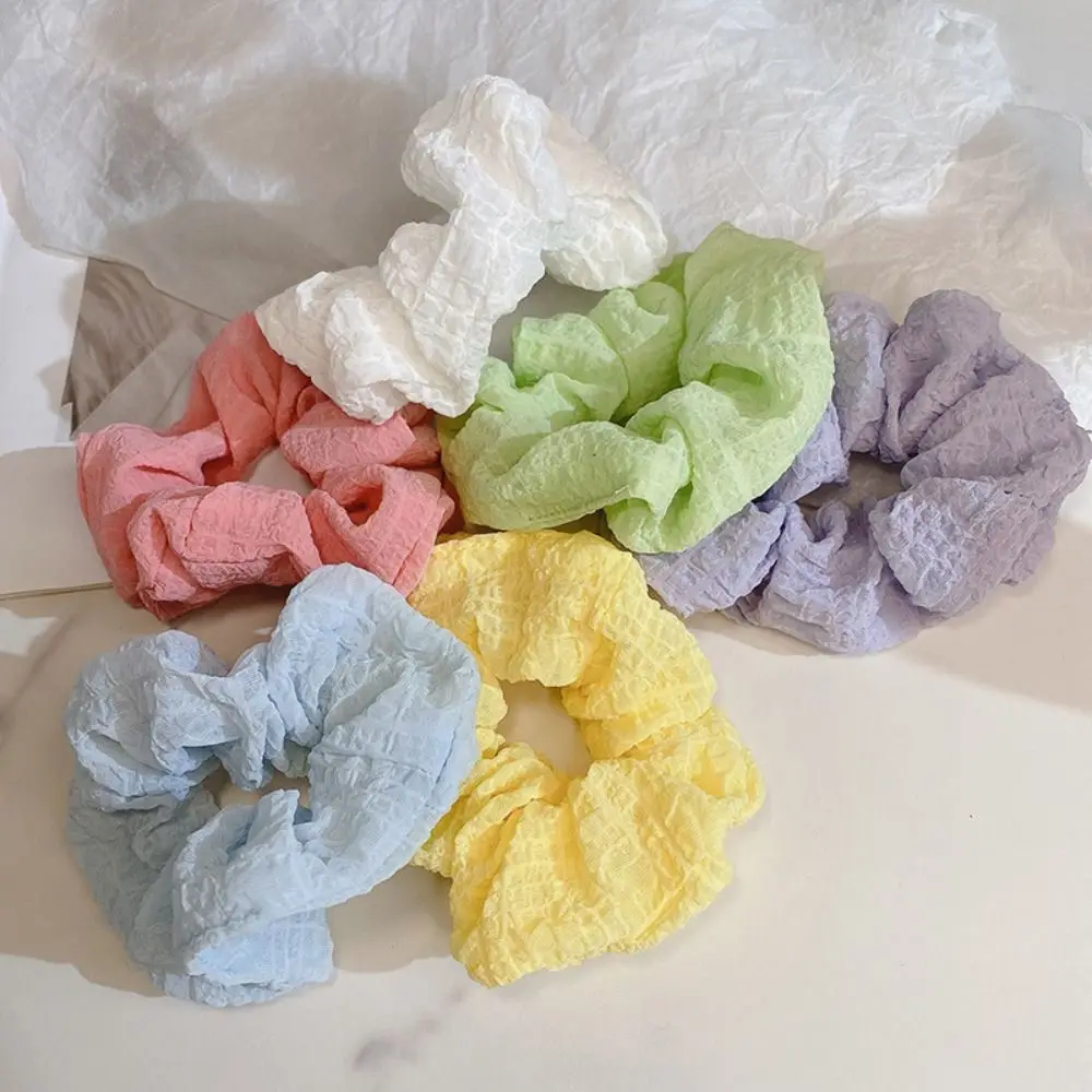 Elastic Plaid Scrunchies New Headwear Candy Color Hair Rubber Bands Polyester Hair Accessories Ponytail Holder