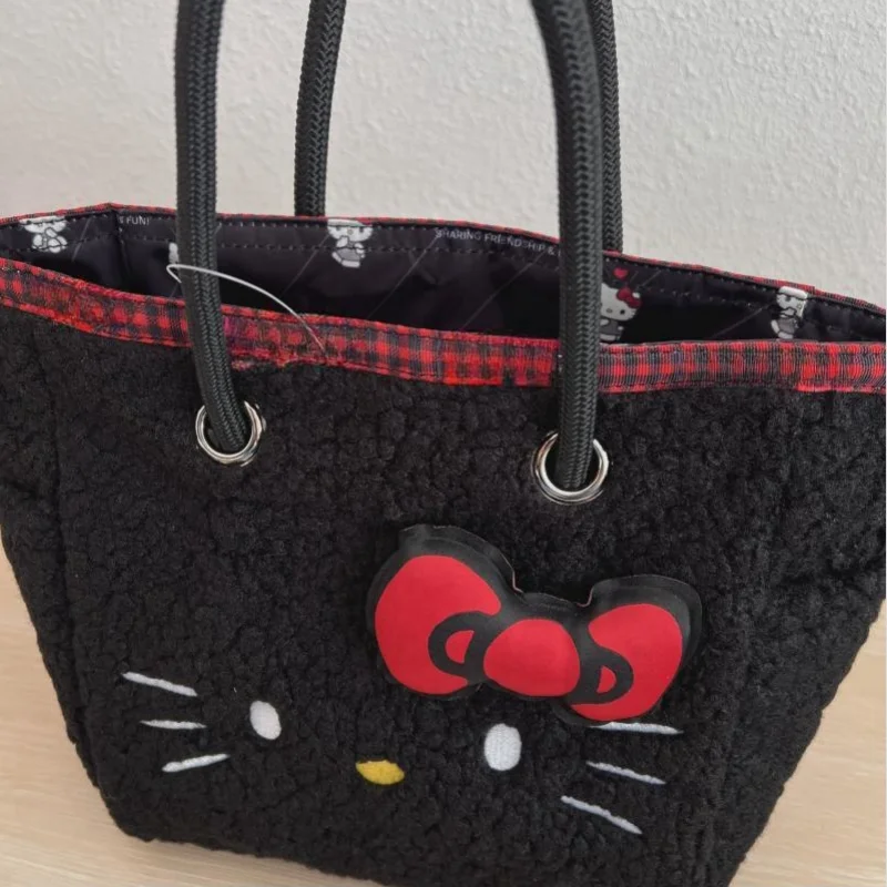 Sanrio Hello Kitty Cartoon Plush Texture Handheld Armpit Shoulder Bag Lightweight Tote Bag Applicable On Both Side Gift for Girl