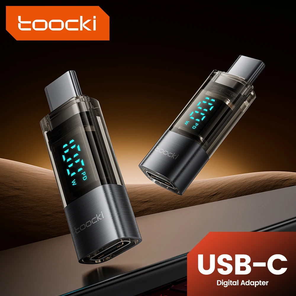 Toocki-USB C para Tipo C Adaptador, Display Digital, OTG Conector para iPhone 15, Samsung S23, 100W