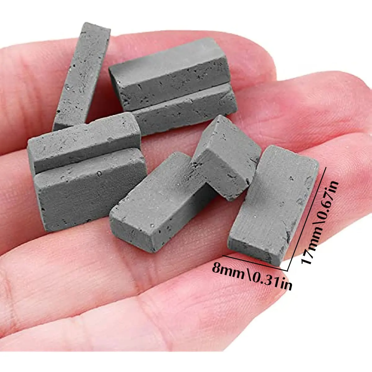 50pcs Miniature Gray Bricks - Tiny, Realistic, and Weathered Building Blocks for Dollhouses, Miniature Gardens, and DIY Models