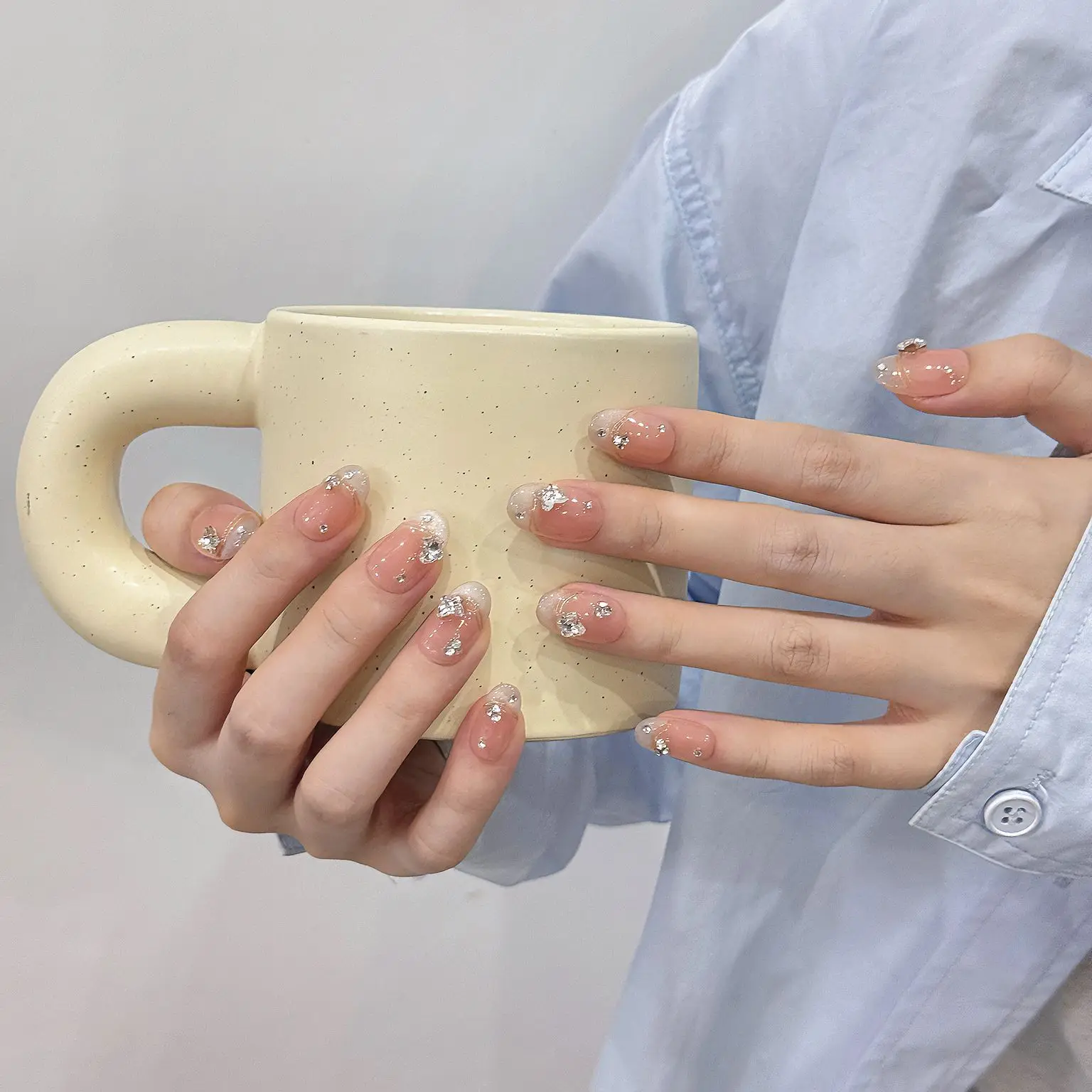 

10pcs/Set French butterfly Press on Nails Cute Style Wearable Handmade Fake Nails Tips False Nail Art Simple Design