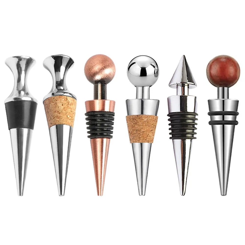 

6pcs Stoppers Bottle Stopper Red Plug Set Airtight Red Stoppers Seal Reusable Kitchen Bar Accessories
