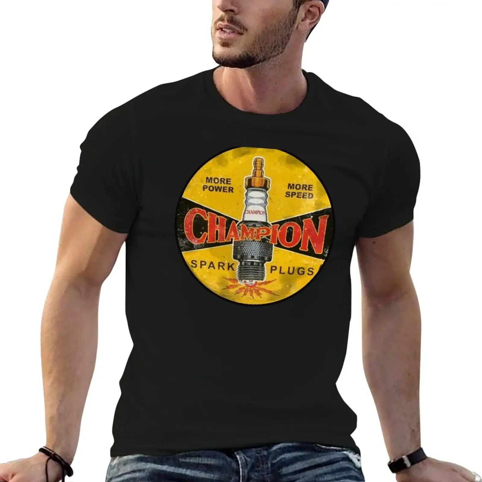 

Champion sparks vintage sign T-Shirt shirts graphic tee funny shirt cotton mens t shirts top quality