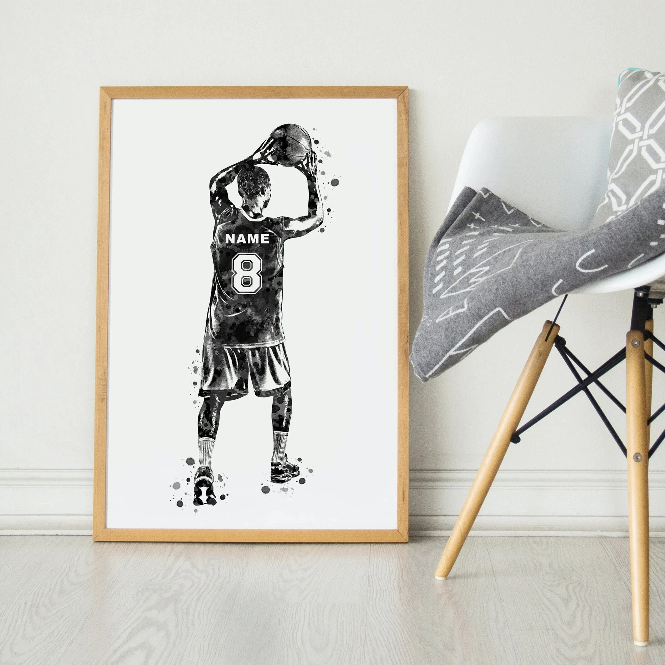 Customize Your Name and Number Basketball Star Customization Personalized Basketball Poster Basketball Coach Gift Boys