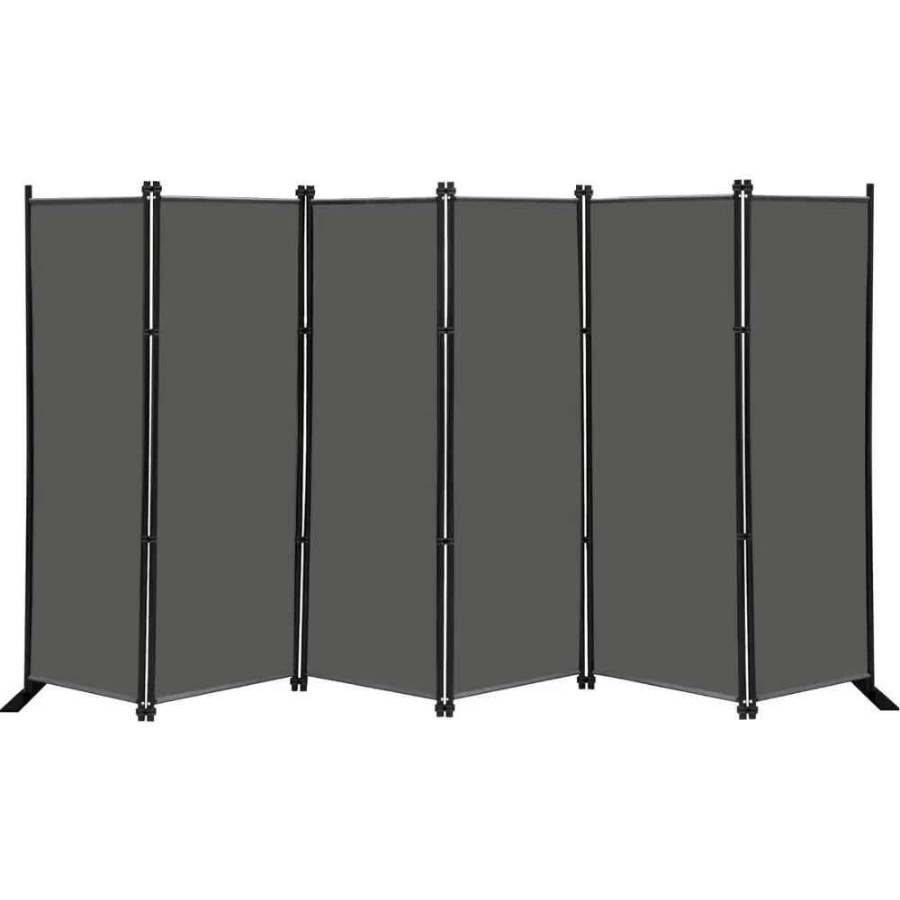 

6 Panel Folding Privacy Screen 9ft Wide, 6ft Tall Partition Room Divider Portable Office Walls Dividers Room Separator, Grey