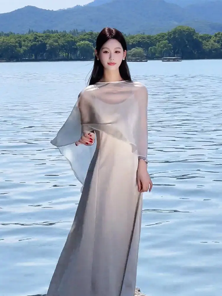New Chinese Style Lightweight Silk Women's Summer Sun Protection Shirt Breathable Outerwear with Skirt Small Shawl Top