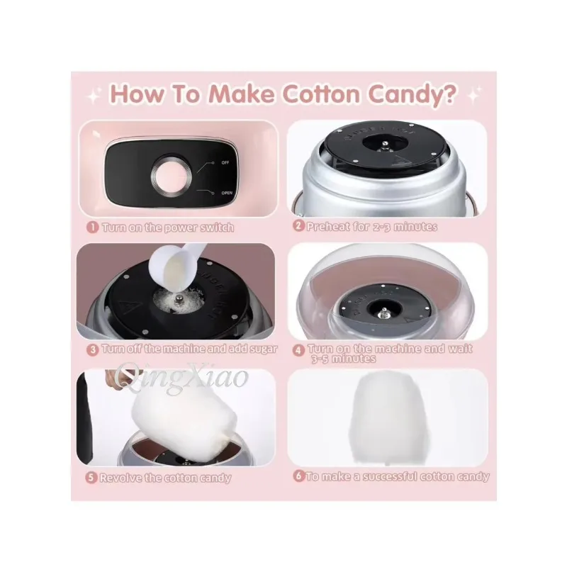 New Custom‑Made Mini Cotton Candy Maker Kit High‑Efficiency Electric Heating Portable Children's Cotton Candy Machine