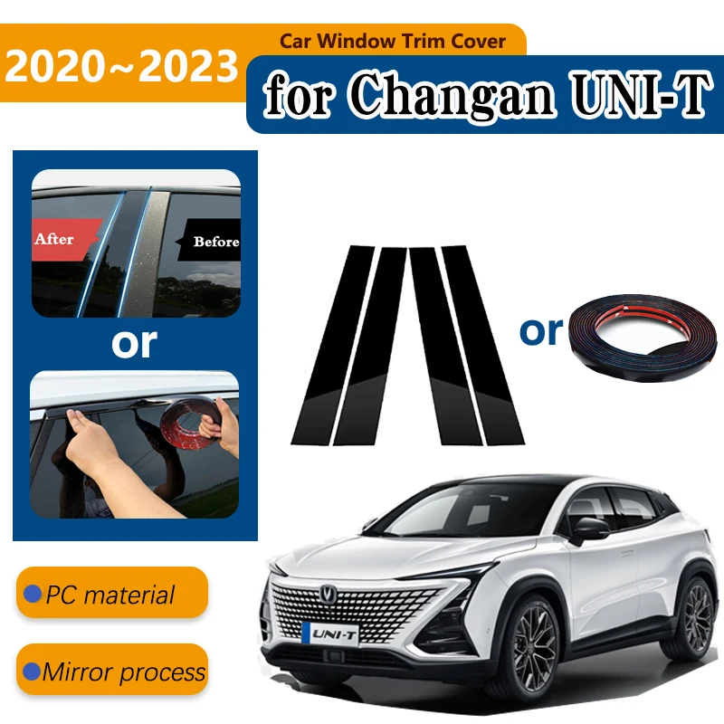 

for Changan UNI T 2023 Accessories UNIT 2020~2023 2022 Polished Pillar Posts Car Window Trim B C Column Stickers Car Accessories