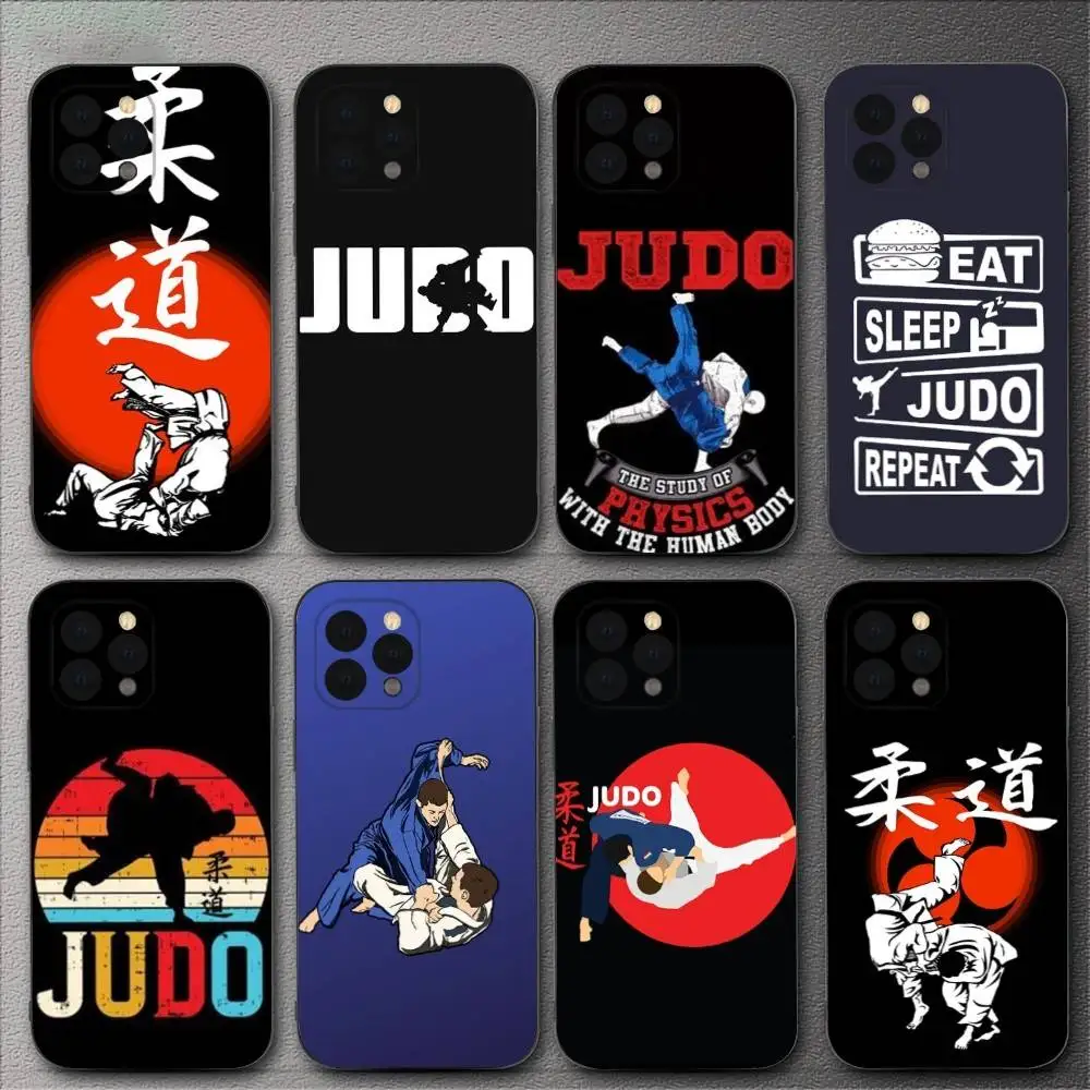 

Japanese Martial Arts Judo Phone Case For iPhone 16,15,14,13,12,11,XS,XR,X,8,7,Pro,Max,Plus,mini Silicone Black Cover
