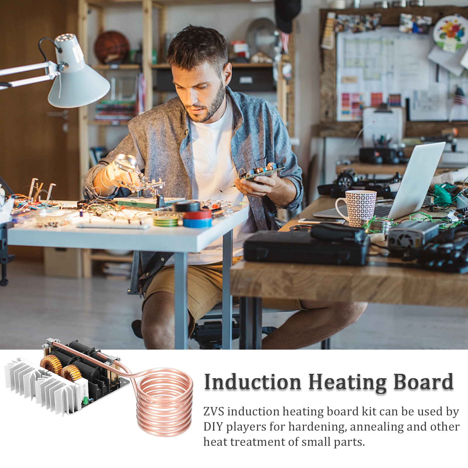 1000W ZVS Induction Heating Board Module Low Voltage Heater Coil Flyback Driver Heater with Copper Tube for DIY Small Parts