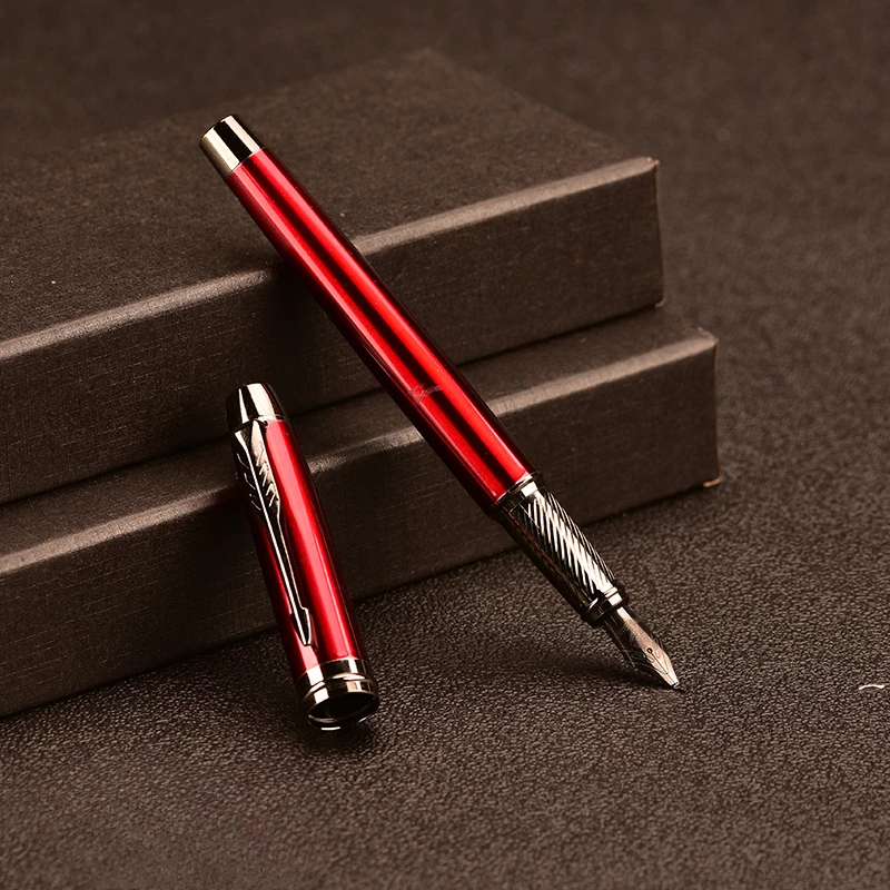 Wingsung Red Metal Fountain Pen F 0.5MM Nib,with Converter Exchangeable Ink Sacs for Practicing Handwriting for Teachers Pens