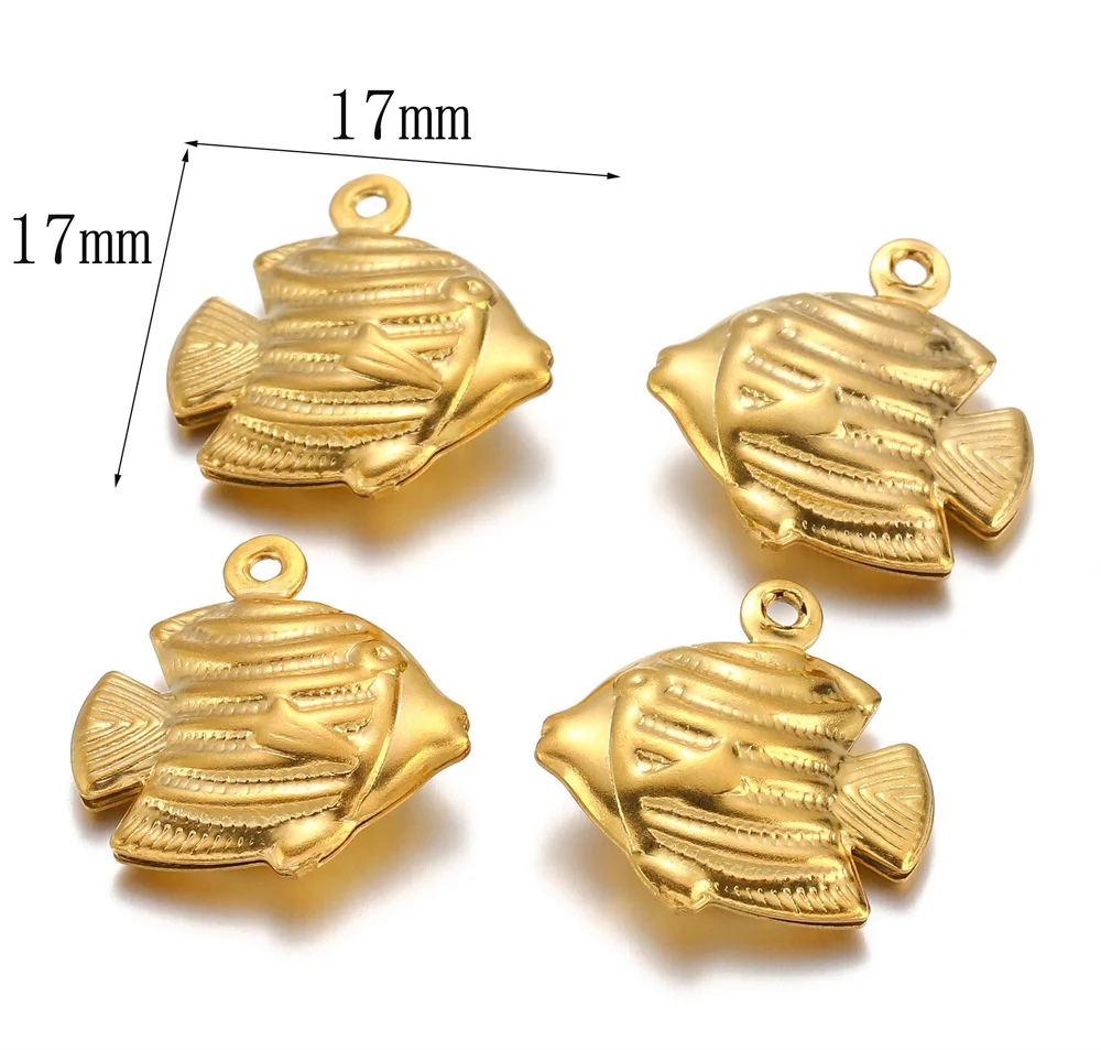 Wholesale 20pcs/lot Stainless Steel Gold Color Fish Charms Pendants for DIY Jewelry Making Bracelet Necklace Findings