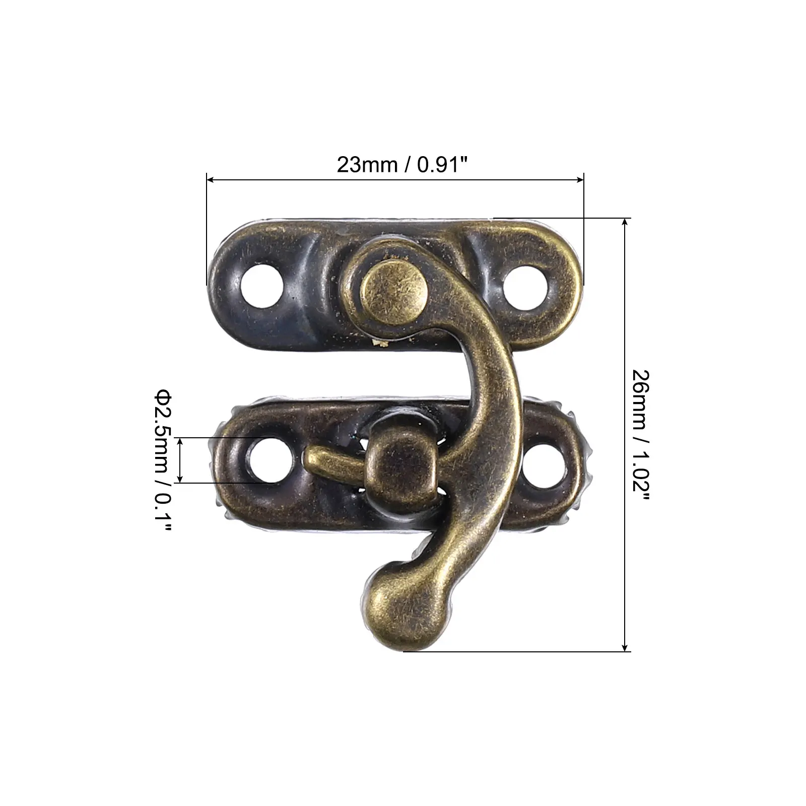 6pcs Vintage Lock Clasp Mini Swing Arm Clasp Latch Right Latch Hook Hasp with Screw for Jewelry Box Suitcase Toolbox Wooden Case