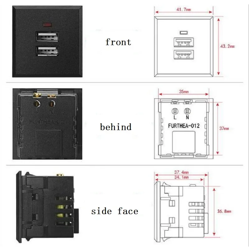 مقبس عالمي بطاقة مضمن USB مقبس سطح المكتب ، USB مزدوج ، 2.1A لوحة حائط شحن التيار المتردد ، منفذ وحدة مقبس الطاقة