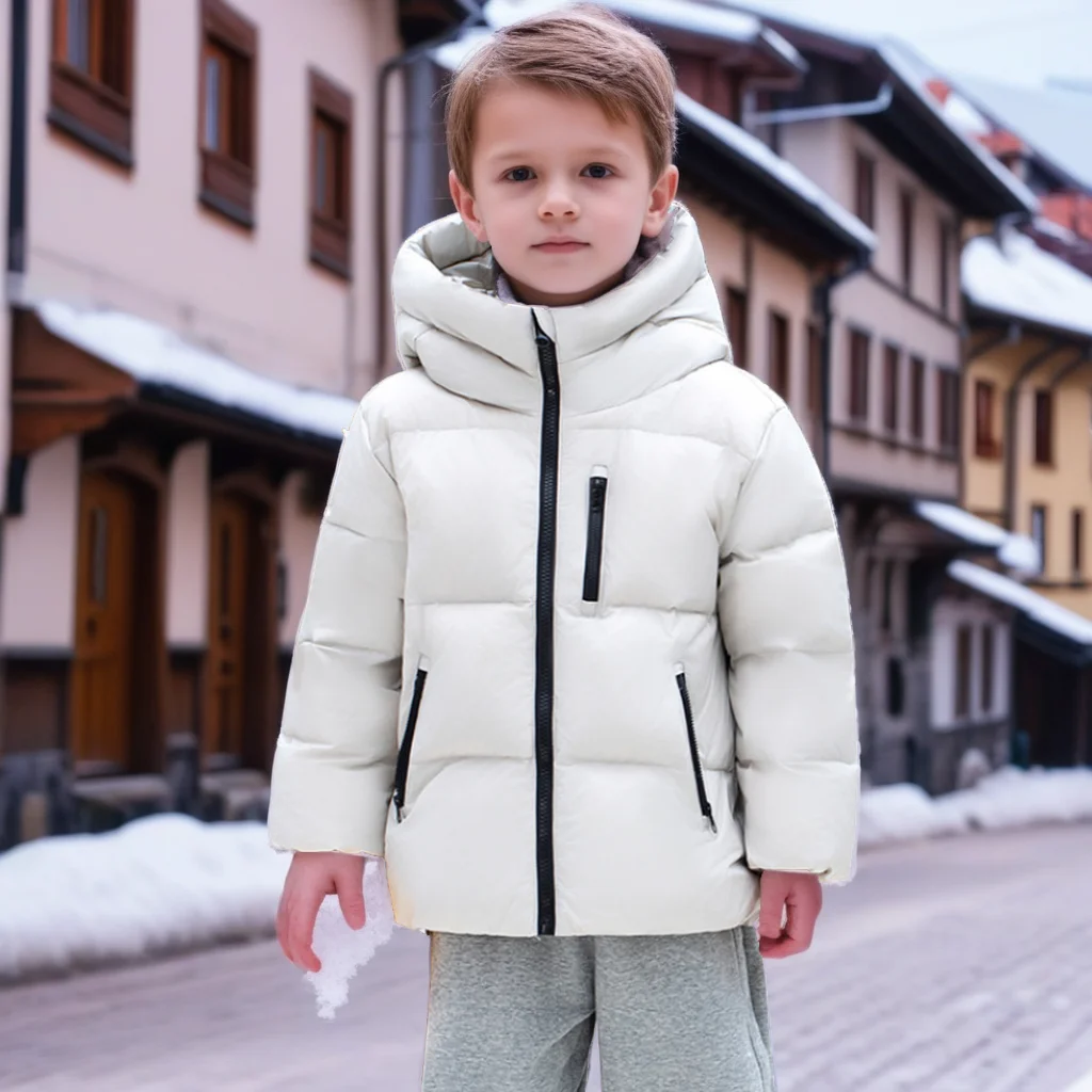 

Kids Winter Puffer Jacket Thick Warm Hooded Windproof Bubble Quilted Down Coat for Boys Girls Casual School Teen Child Outerwear