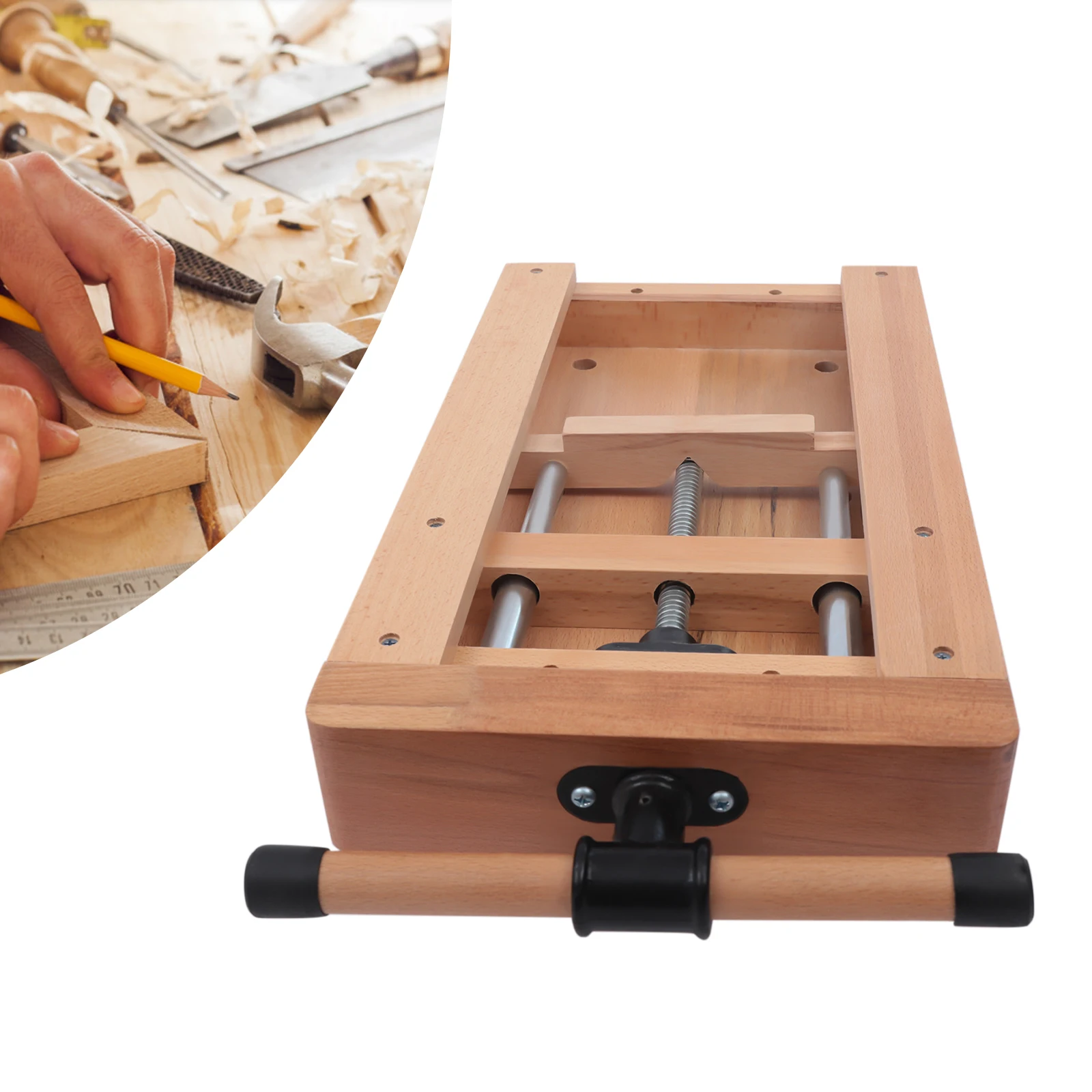 Portable Mobile Workbench, High-quality Beech Wood Vise with Stable Clamping, Large Clamping Range, and Compact Size for Easy