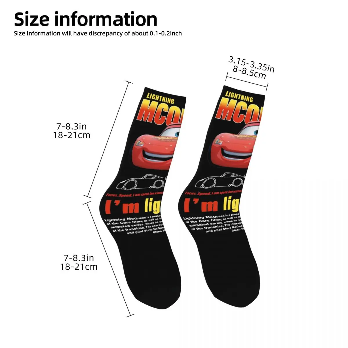 Lightnings Mcqueen Cars Socks Men\'s Women\'s Polyester Casual Socks Hip Hop Spring Summer Autumn Winter Middle Tube Socks Gifts