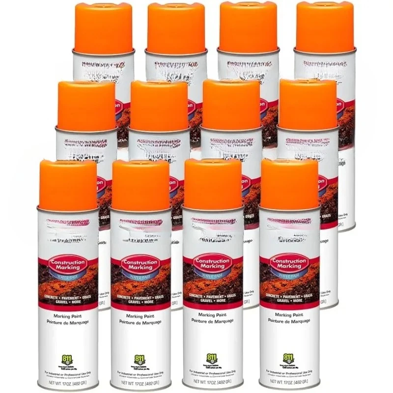 Ferramentas e sistema de melhoria da casa Tinta spray para marcação de construção à base de água, 17 onças, laranja fluorescente
