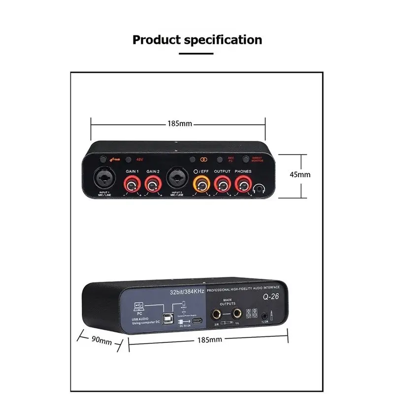 B16C-Q26 USB Sound Card With K Song Mixer Function Live Streaming Audio Interface Free Driver Microphone Support - view 6