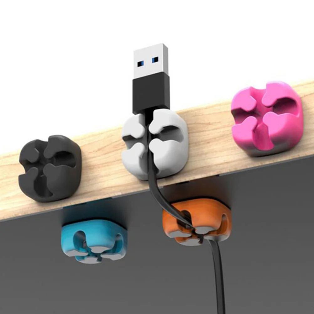 

10 pcs Silicone Organizers Self-Adhesive Cord Wire Clips Desktop Cable Winders Wire Organizer Management Tool Strong Back