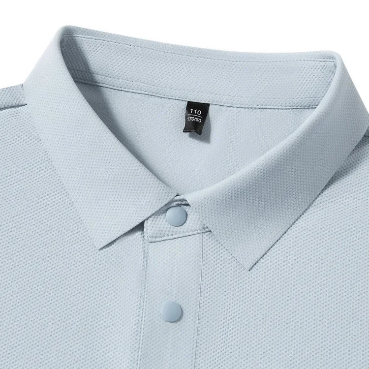 Herren Sommer Business Casual Poloshirt - Eisseide Schnelltrocknend Atmungsaktiv Locker Sitzend Kurzarm-T-Shirt – Detail 3